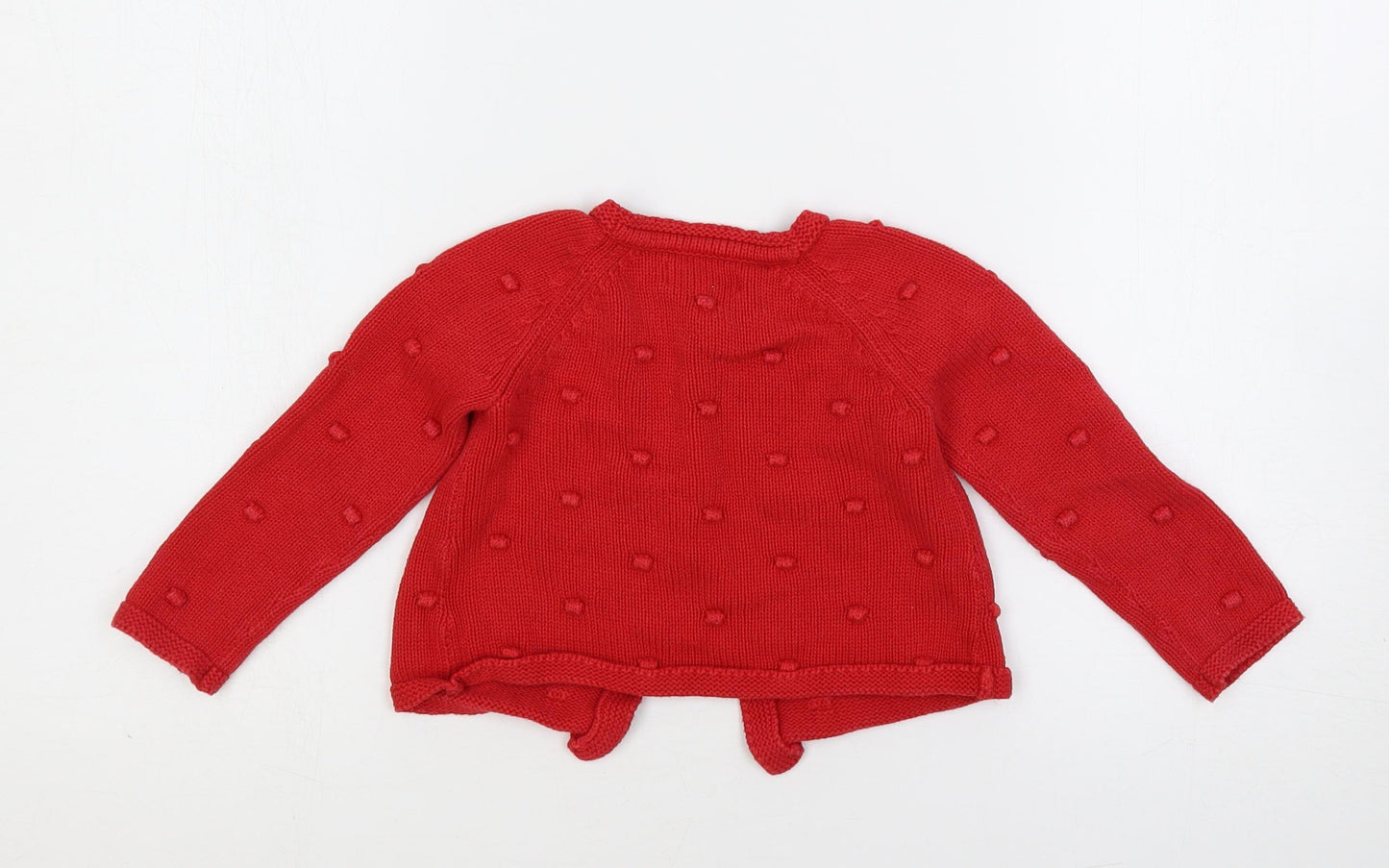 Baby Boden Baby Red Cotton Cardigan Jumper Size 18-24 Months Button - Textured