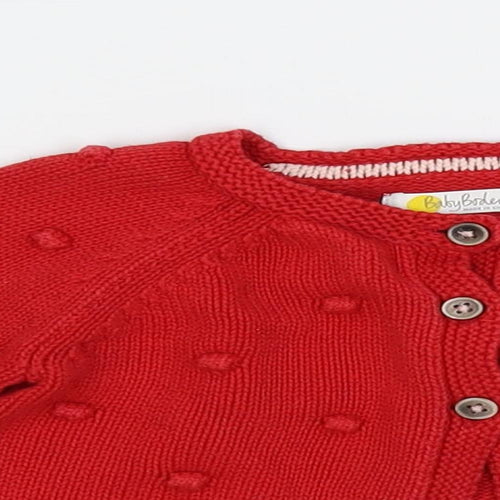 Baby Boden Baby Red Cotton Cardigan Jumper Size 18-24 Months Button - Textured
