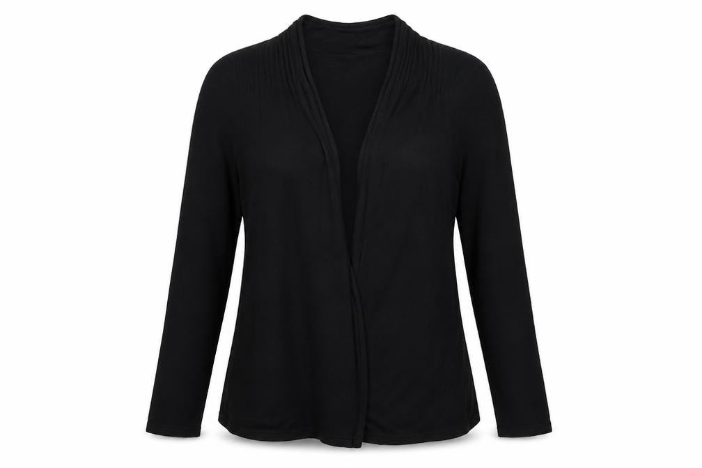 Minuet Womens Black V-Neck Viscose Cardigan Jumper Size L - Open