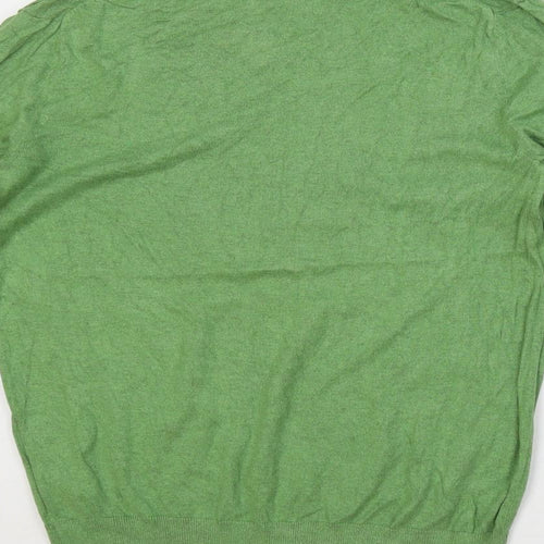 Banana Republic Mens Green V-Neck Cotton Pullover Jumper Size M Long Sleeve