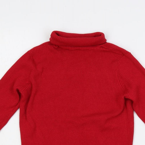Marks and Spencer Womens Red Roll Neck Viscose Pullover Jumper Size 10 - Ribbed