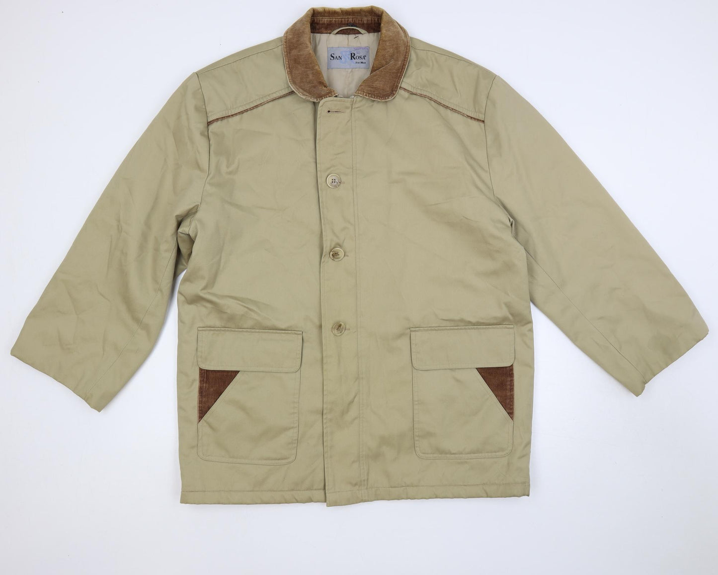 San Rosa Mens Beige Overcoat Coat Size XL Button