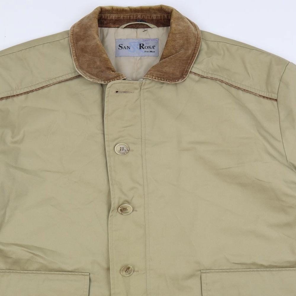 San Rosa Mens Beige Overcoat Coat Size XL Button