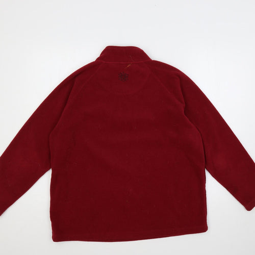 DASH Womens Red Geometric Polyester Pullover Sweatshirt Size 12 Zip - Embroidered