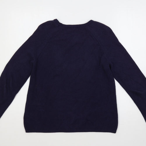 Marks and Spencer Womens Blue Round Neck Cotton Pullover Jumper Size 10