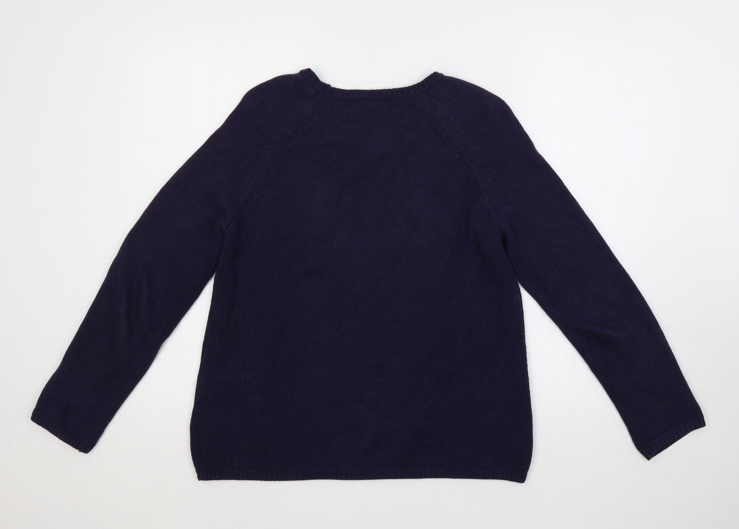 Marks and Spencer Womens Blue Round Neck Cotton Pullover Jumper Size 10