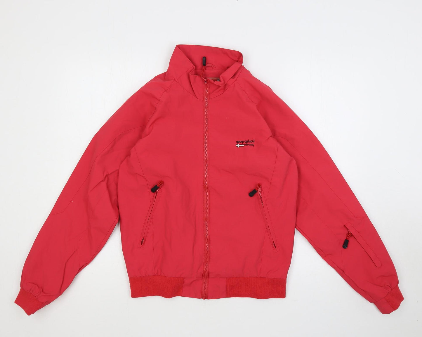 Geographical Norway Womens Pink Windbreaker Jacket Size M Zip - Zipped Pockets Logo