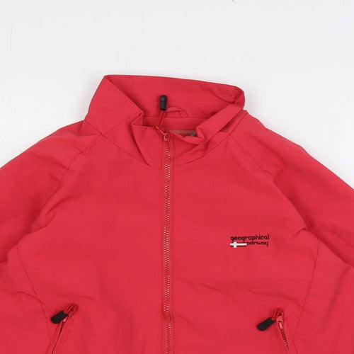 Geographical Norway Womens Pink Windbreaker Jacket Size M Zip - Zipped Pockets Logo