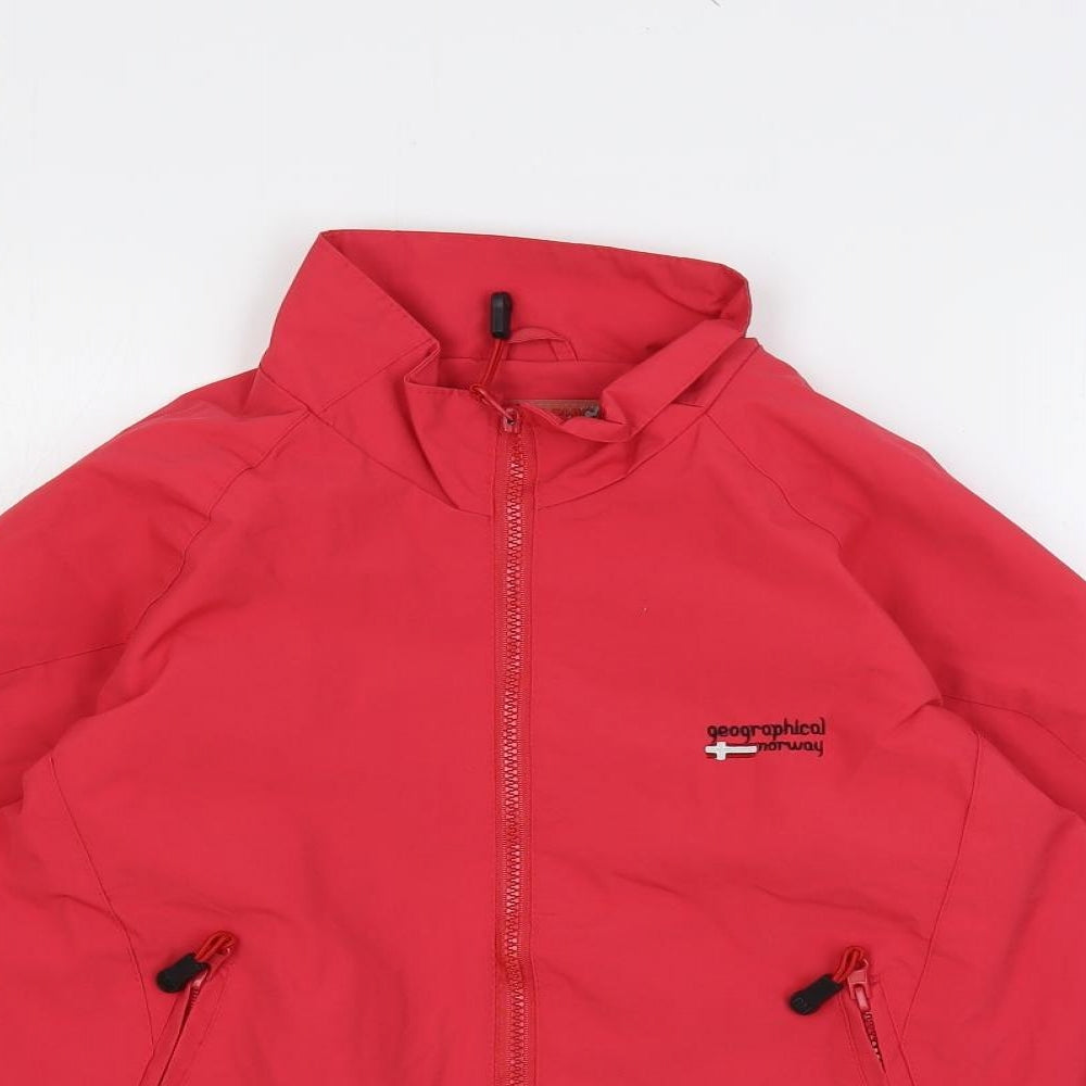 Geographical Norway Womens Pink Windbreaker Jacket Size M Zip - Zipped Pockets Logo