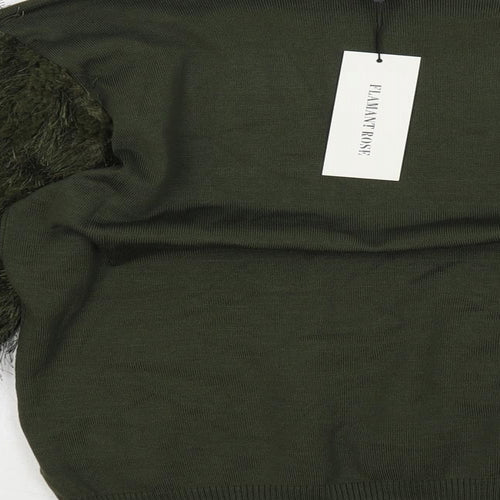 Flamant Rose Womens Green Crew Neck Viscose Pullover Jumper Size S - Sleeve Detail