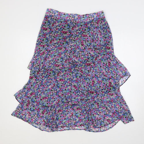 Wallis Womens Multicoloured Floral Polyester A-Line Skirt Size 10 - Layered Ruffle