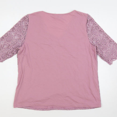 Bonmarché Womens Purple Polyester Basic Blouse Size 16 V-Neck