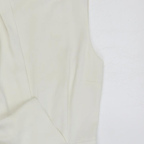Topshop Womens Ivory Polyester Pencil Dress Size 8 Boat Neck Zip - Draped Detail