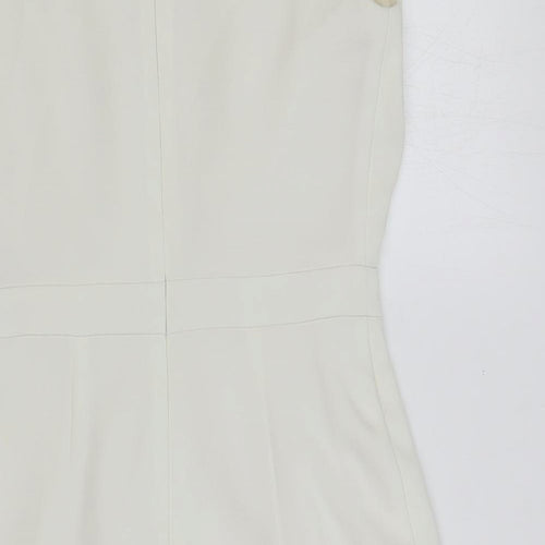 Topshop Womens Ivory Polyester Pencil Dress Size 8 Boat Neck Zip - Draped Detail