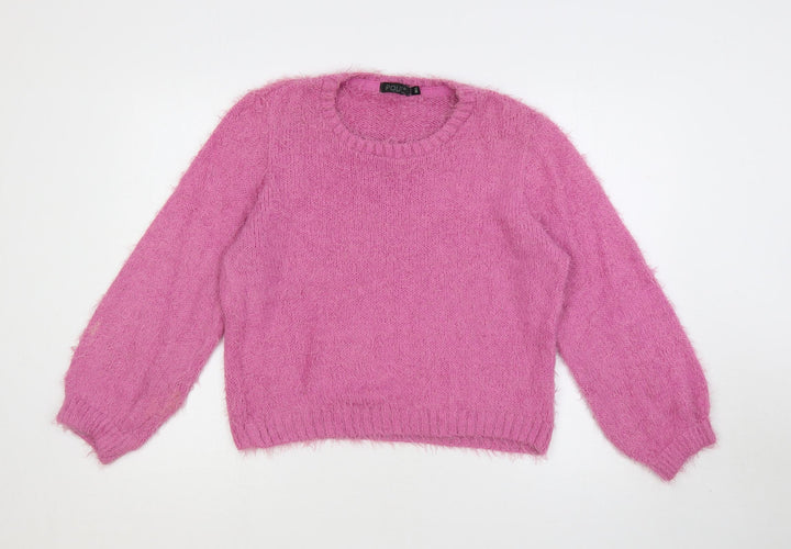 Pout Womens Purple Crew Neck Acrylic Pullover Jumper Size M