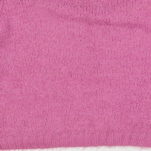 Pout Womens Purple Crew Neck Acrylic Pullover Jumper Size M