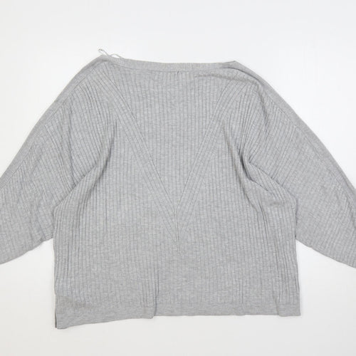 Marks and Spencer Womens Grey Boat Neck Viscose Pullover Jumper Size XL