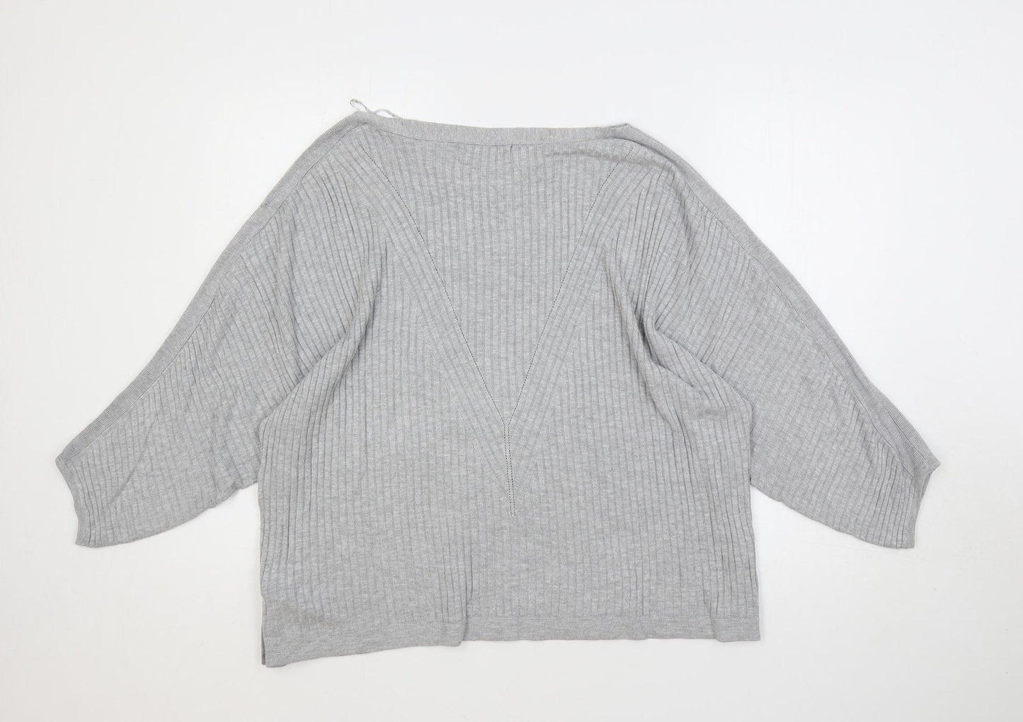 Marks and Spencer Womens Grey Boat Neck Viscose Pullover Jumper Size XL