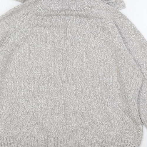 BHS Womens Grey Collared Cotton Cardigan Jumper Size 16