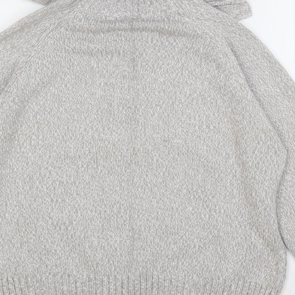 BHS Womens Grey Collared Cotton Cardigan Jumper Size 16