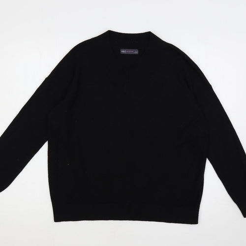 Marks and Spencer Womens Black V-Neck Acrylic Pullover Jumper Size M