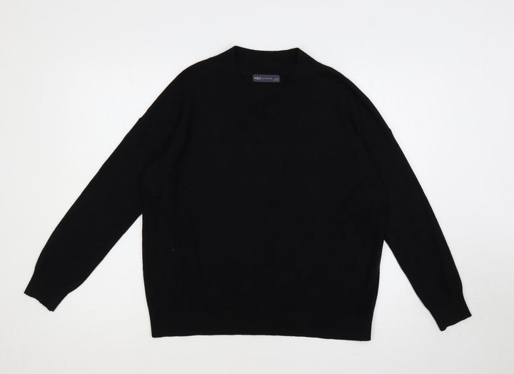Marks and Spencer Womens Black V-Neck Acrylic Pullover Jumper Size M