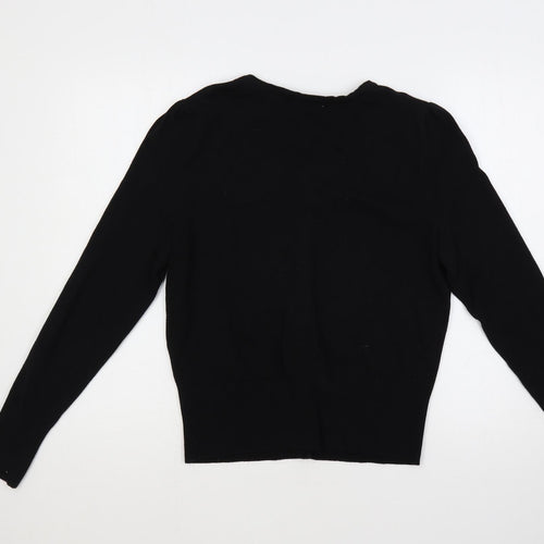 Wallis Womens Black Round Neck Cotton Cardigan Jumper Size 12