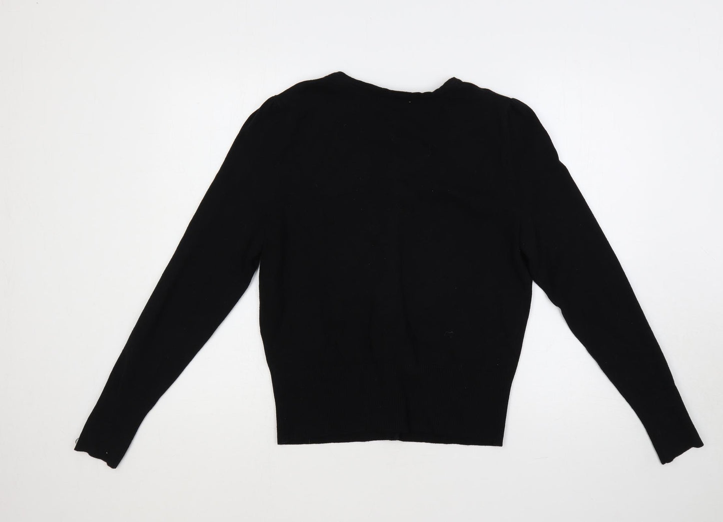 Wallis Womens Black Round Neck Cotton Cardigan Jumper Size 12