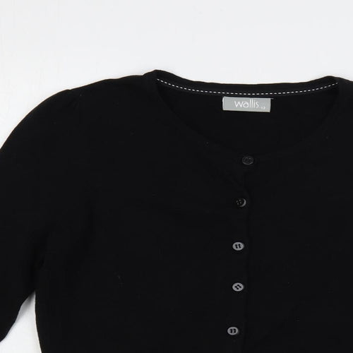 Wallis Womens Black Round Neck Cotton Cardigan Jumper Size 12