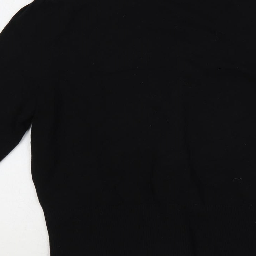 Wallis Womens Black Round Neck Cotton Cardigan Jumper Size 12