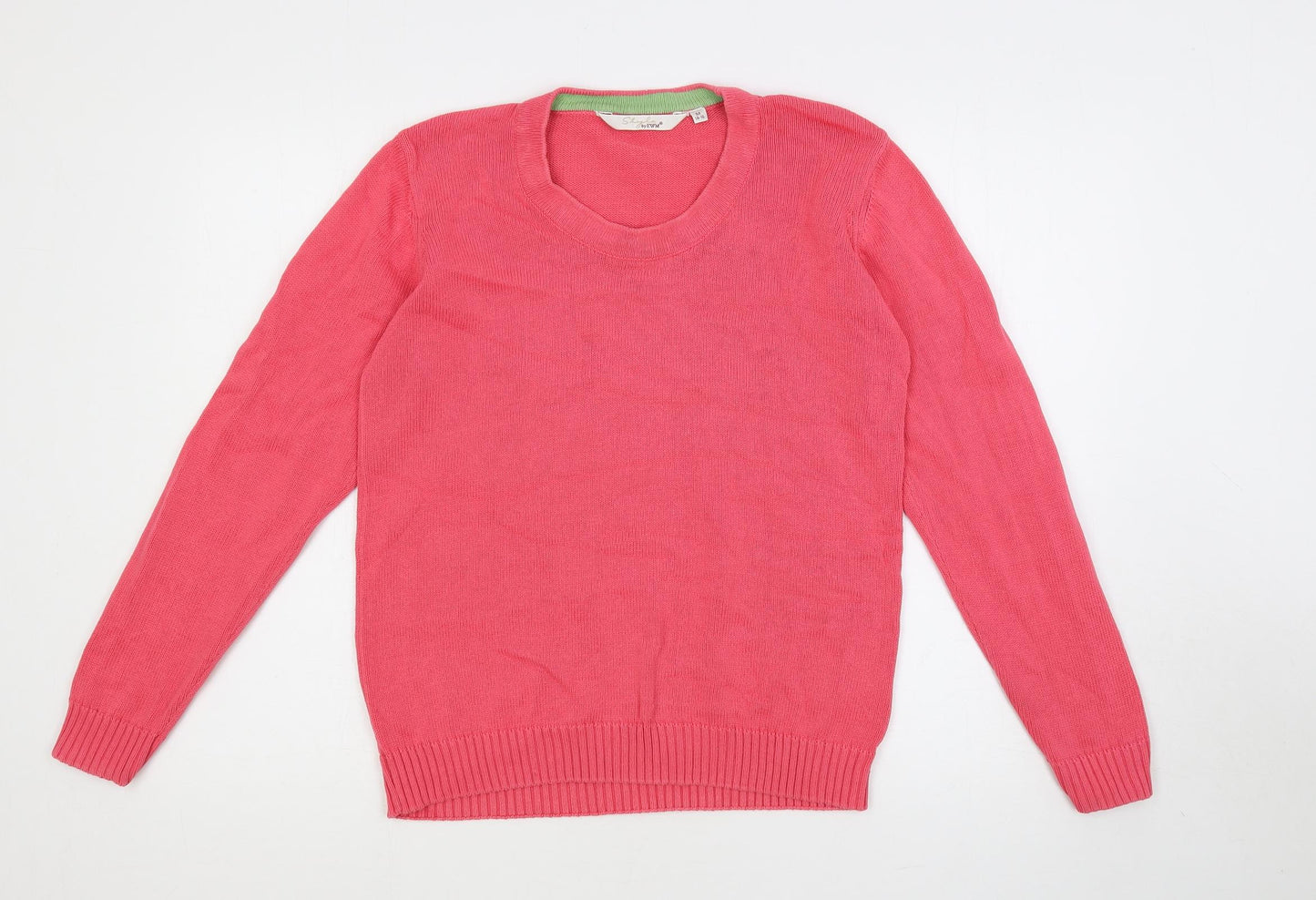 EWM Womens Pink Crew Neck Cotton Pullover Jumper Size 14 - Size 14-16