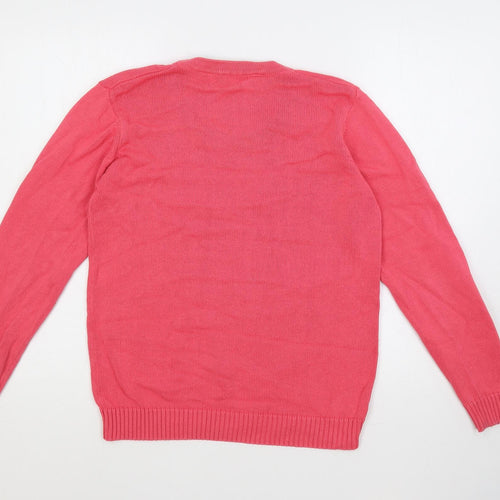 EWM Womens Pink Crew Neck Cotton Pullover Jumper Size 14 - Size 14-16