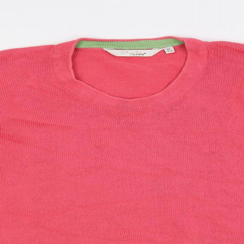 EWM Womens Pink Crew Neck Cotton Pullover Jumper Size 14 - Size 14-16