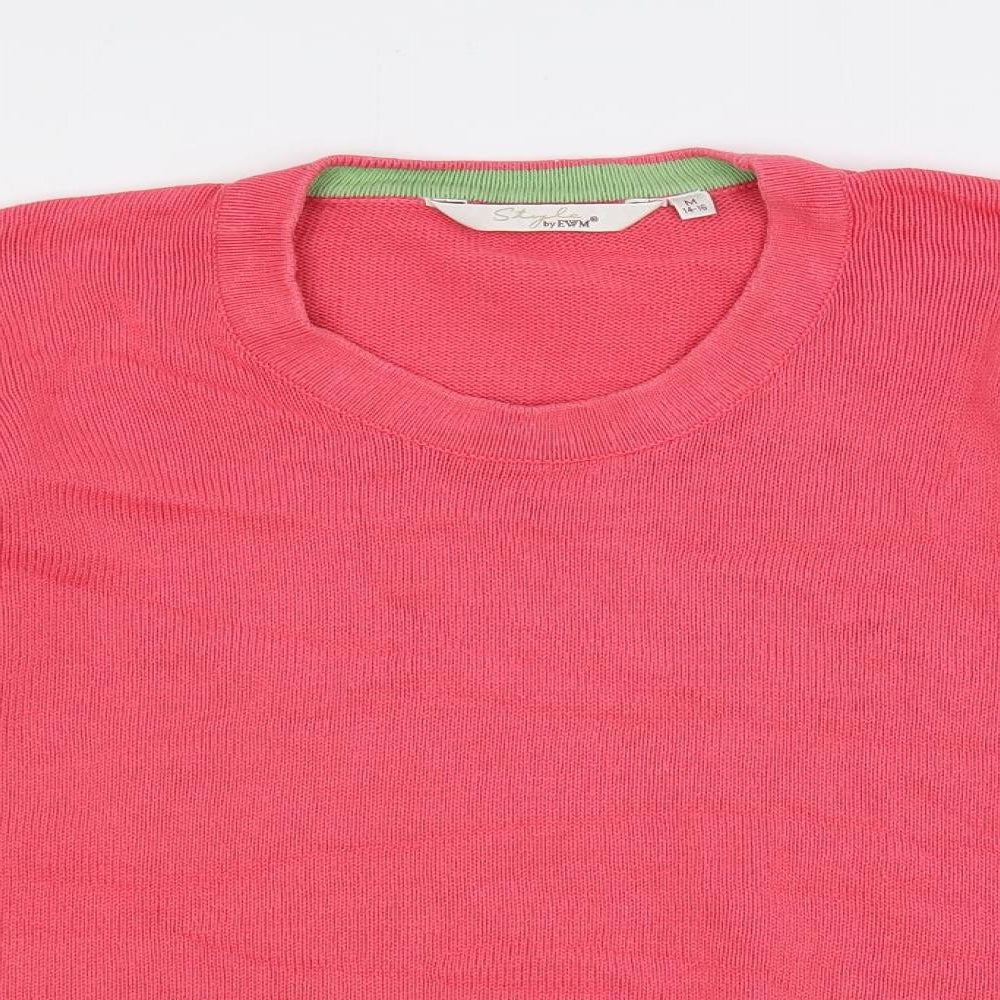 EWM Womens Pink Crew Neck Cotton Pullover Jumper Size 14 - Size 14-16