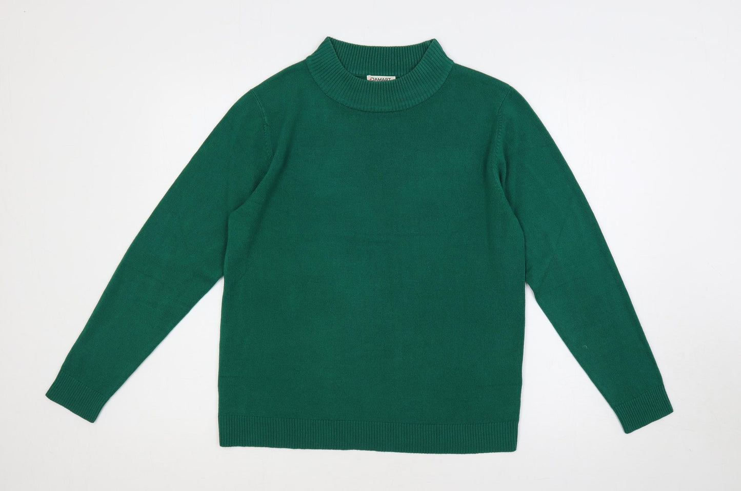 Damart Womens Green Mock Neck Acrylic Pullover Jumper Size 14