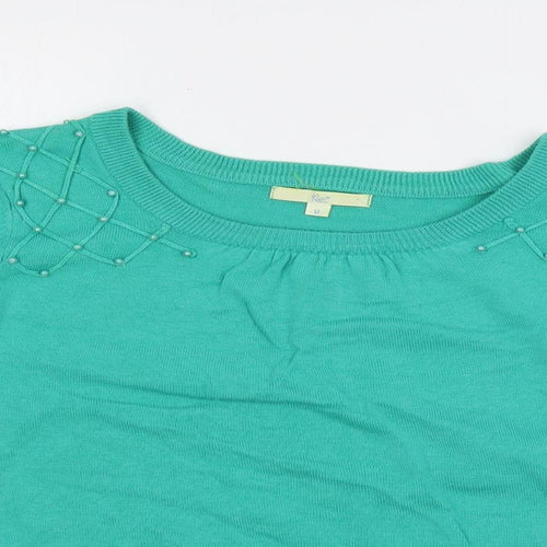 Klass Womens Green Boat Neck Cotton Pullover Jumper Size M
