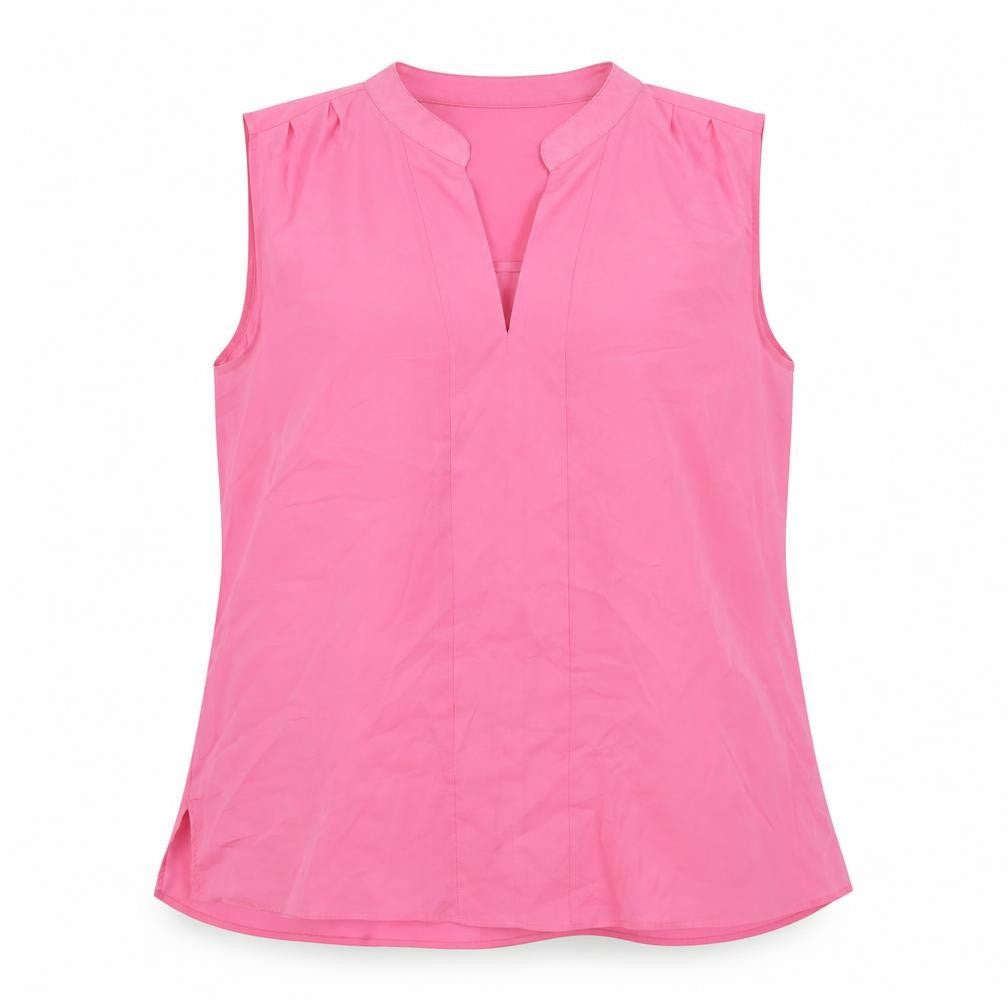 Marks & Spencer Womens Pink Polyester Basic Blouse Size 12 V-Neck