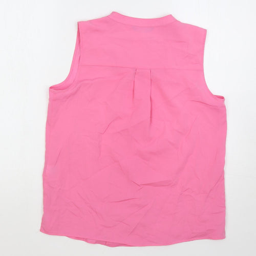 Marks and Spencer Womens Pink Polyester Basic Blouse Size 12 V-Neck