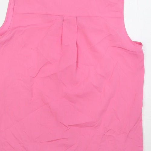 Marks and Spencer Womens Pink Polyester Basic Blouse Size 12 V-Neck