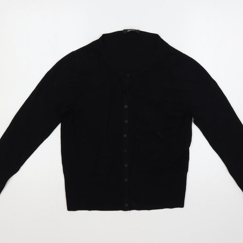 Marks and Spencer Womens Black Round Neck Viscose Cardigan Jumper Size 14