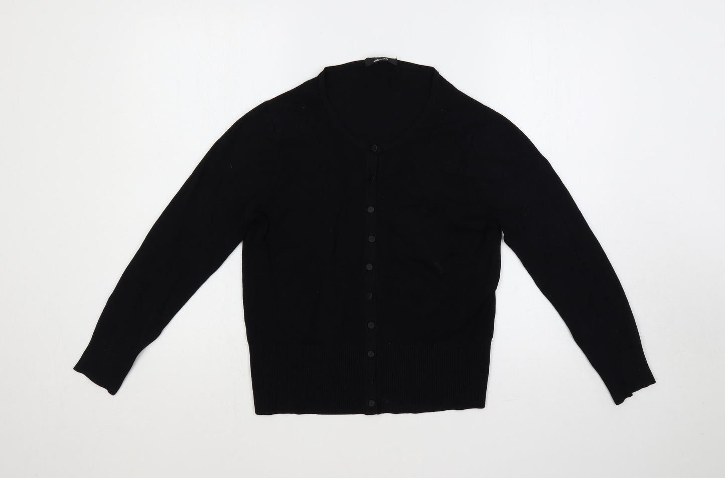 Marks and Spencer Womens Black Round Neck Viscose Cardigan Jumper Size 14