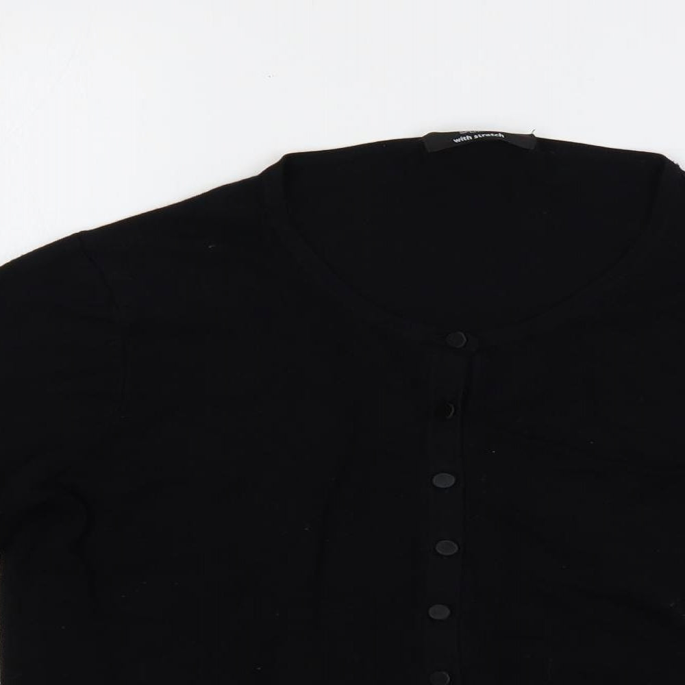Marks and Spencer Womens Black Round Neck Viscose Cardigan Jumper Size 14