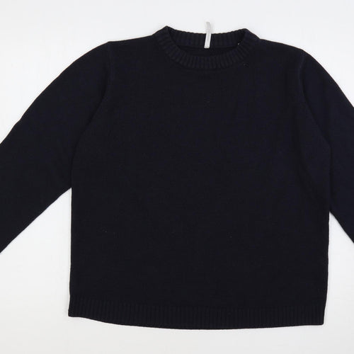 Anthology Womens Blue Crew Neck Acrylic Pullover Jumper Size 16