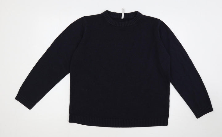 Anthology Womens Blue Crew Neck Acrylic Pullover Jumper Size 16