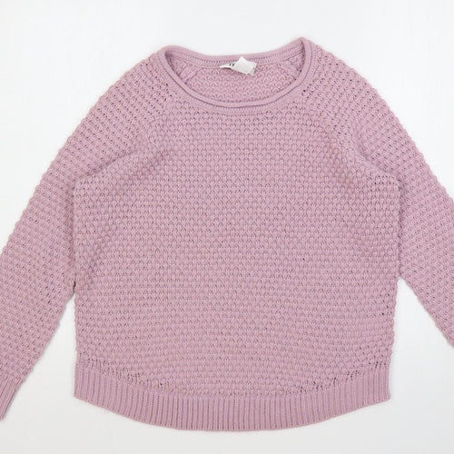 Tesini Womens Purple Round Neck Polyacrylate Fibre Pullover Jumper Size 14