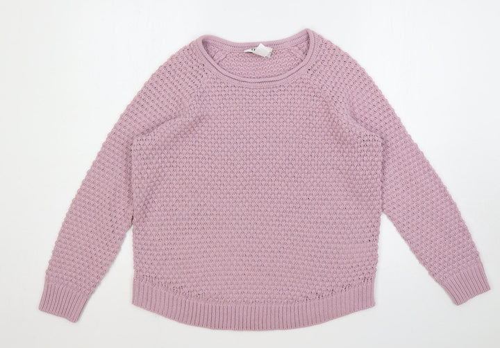 Tesini Womens Purple Round Neck Polyacrylate Fibre Pullover Jumper Size 14