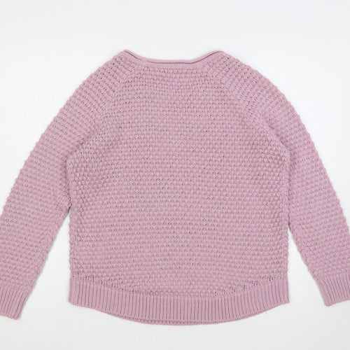 Tesini Womens Purple Round Neck Polyacrylate Fibre Pullover Jumper Size 14