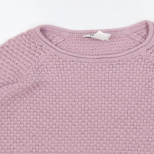 Tesini Womens Purple Round Neck Polyacrylate Fibre Pullover Jumper Size 14