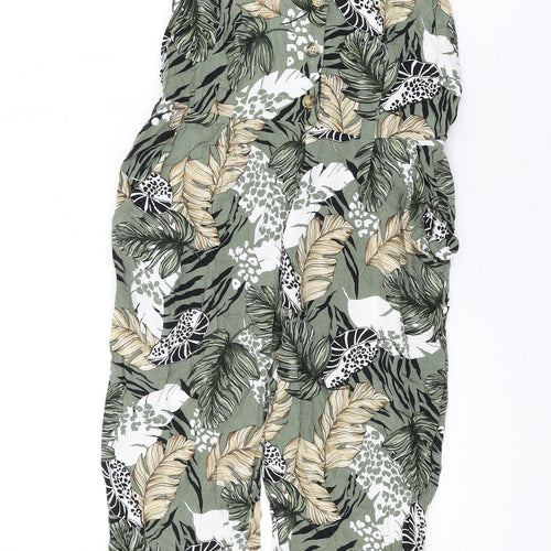 Dorothy Perkins Womens Green Floral Polyester Jumpsuit One-Piece Size 6 Button