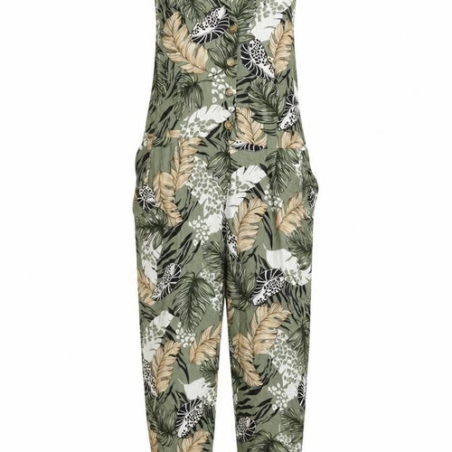 Dorothy Perkins Womens Green Floral Polyester Jumpsuit One-Piece Size 6 Button